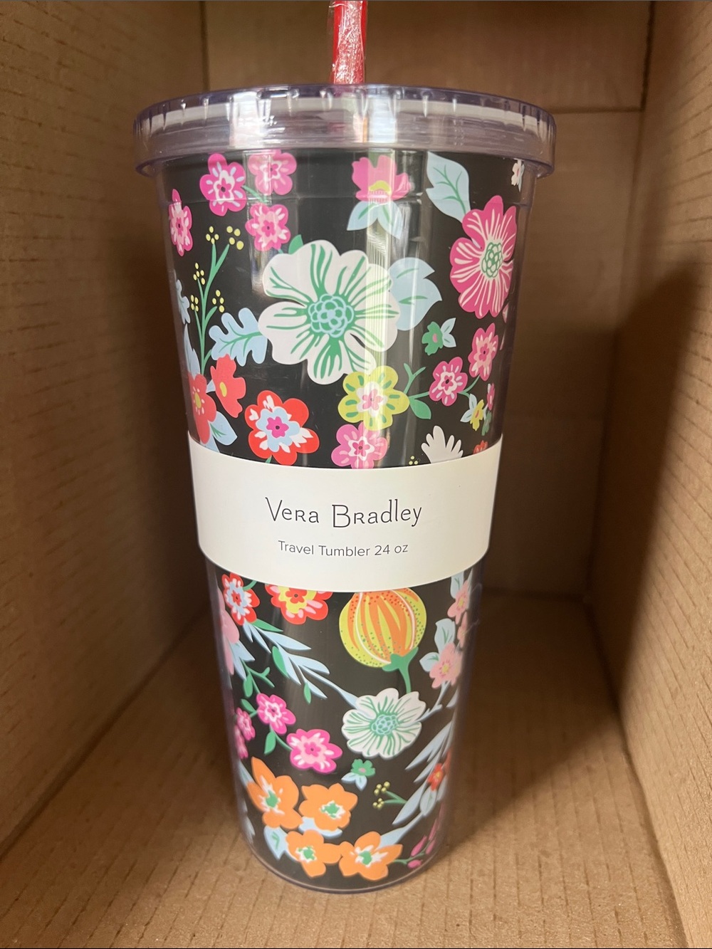 Vera Bradley Tangerine Twist Floral Travel Tumbler 24oz
